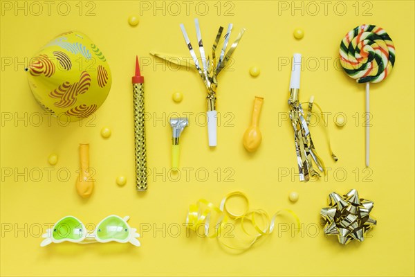Yellow party decoration elements