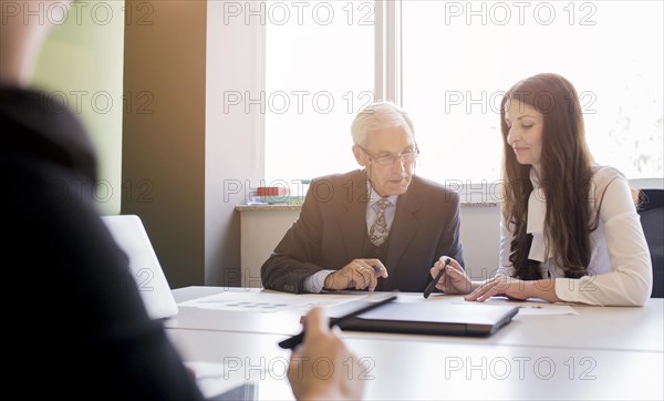 Young businesswoman having discussion office