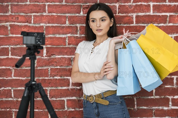 Young woman doing commercial