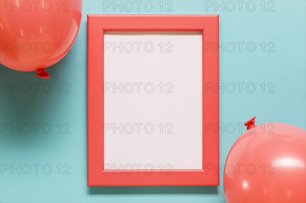 Balloons empty frame blue background