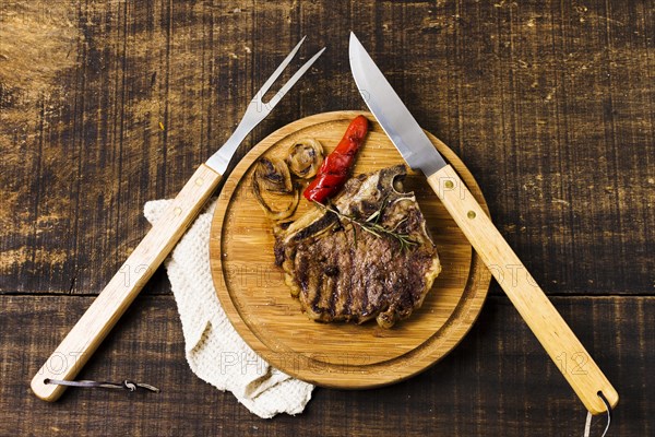 Beefsteak portion rustic table