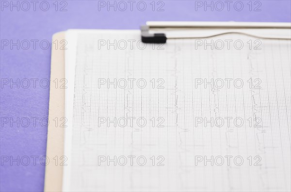 Cardiogram ecg graph clipboard purple background