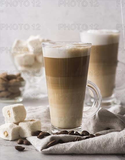 Close up tasty cappuccino with milk