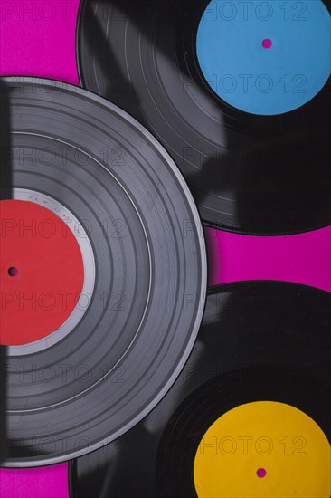 Close up vinyl records