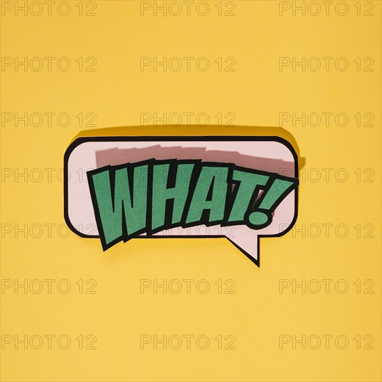 Comic style what cartoon expression text yellow background