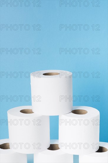 Copy space stack toilet paper