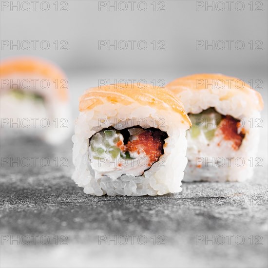 Delicious sushi close up