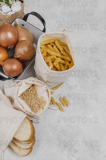 Flat lay pantry food ingredients