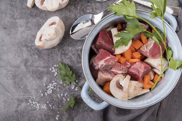 Fresh homemade veggies soup pot