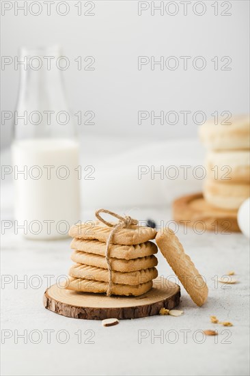 Front view plain biscuits milk