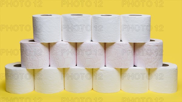 Front view rows toilet paper