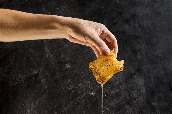 Hand holding honeycomb