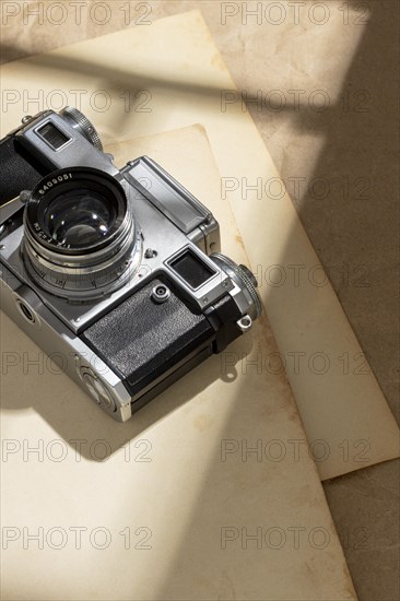 High angle vintage camera composition