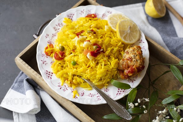 Indian recipe with rice corn tomatoes