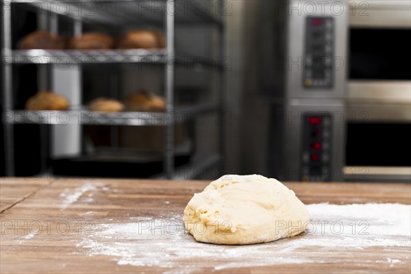 Kneaded dough with flour table bakery
