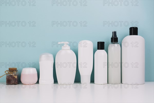 Set cosmetics bottles jars