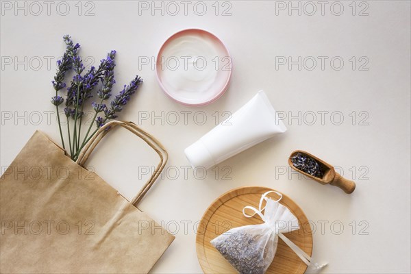 Skincare products shopping paper bag