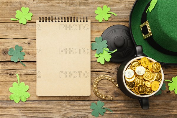 St patrick day items top view
