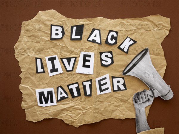 Top view black lives matter awareness