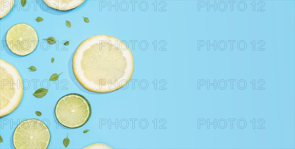 Top view lemon lime with copy space