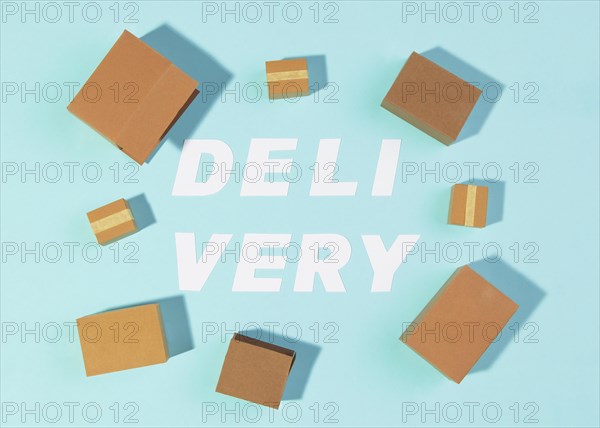 Top view shipping boxes arrangement