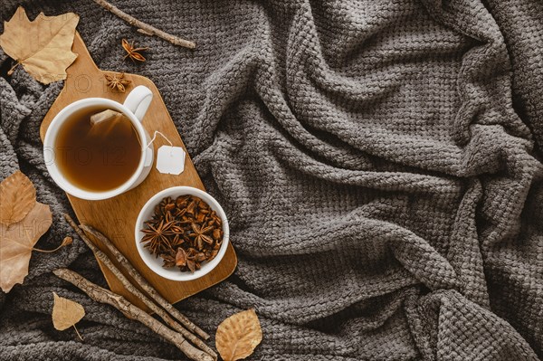 Top view tea star anise board