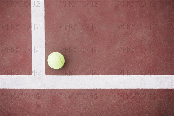 Top view tennis ball corner field