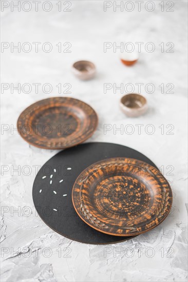 Wooden plate concrete textured background