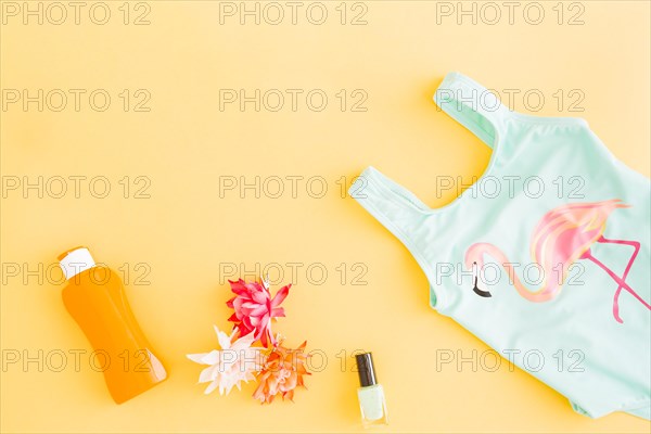 Accessories beach summer holiday yellow background