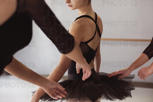 Ballerina tutu skirt leotards preparing performance