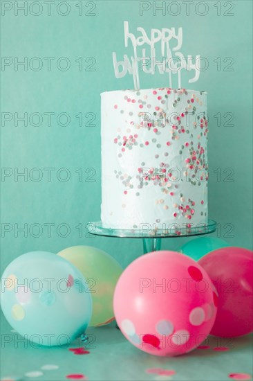 Birthday cake with balloons