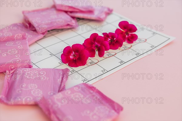 Calendar with flowers sanitary towels
