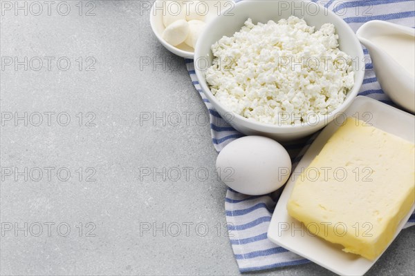 Close up fresh cottage cheese with butter