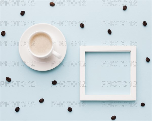 Coffe cup beans table