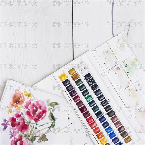 Colorful artist concept with watercolor elements