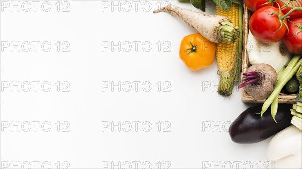 Colorful composition vegetables with copy space