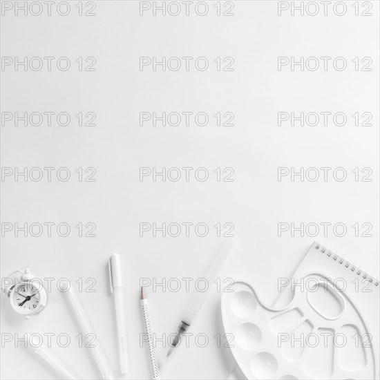 Composition white stationery tools drawing
