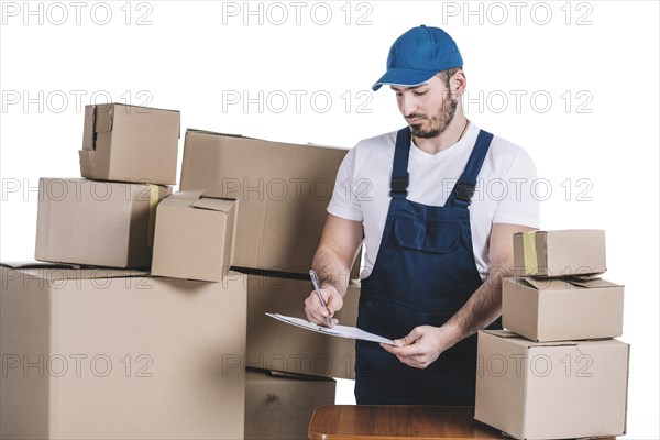 Courier signing parcels