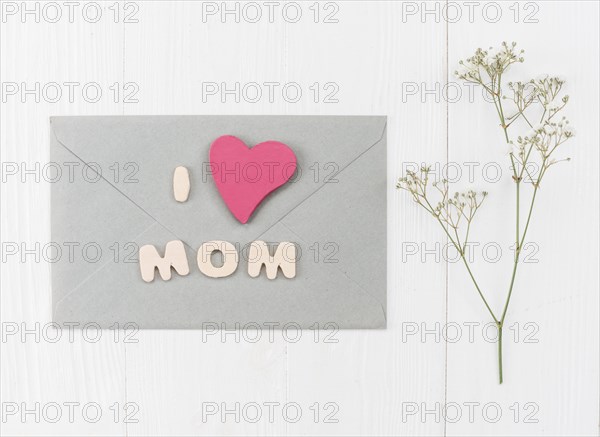 Envelope mother s day with branch gypsophila