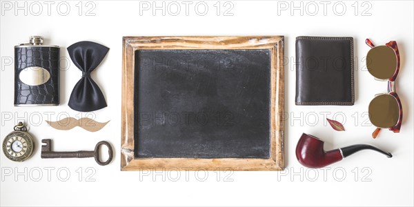 Fathers day composition with slate accessories