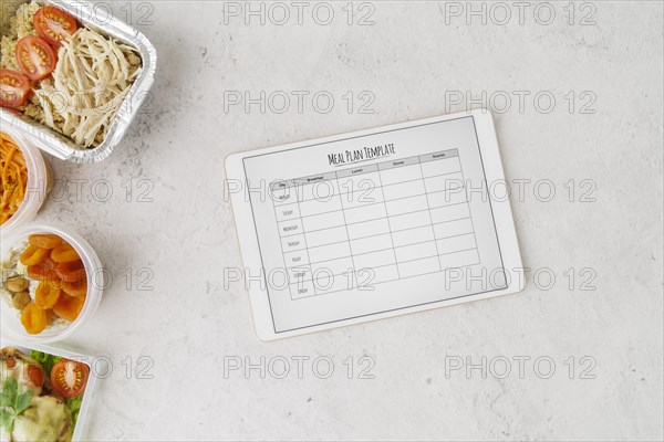 Flat lay food menu plan template