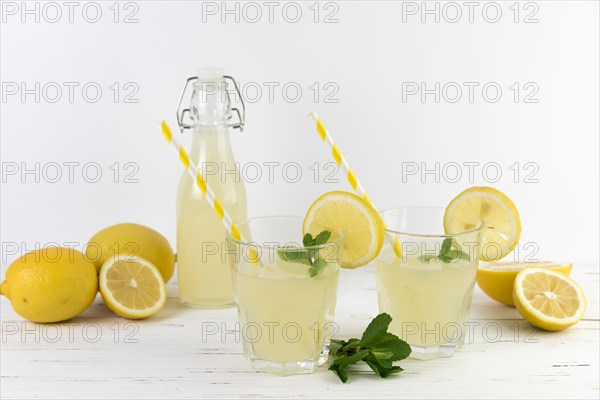 Glasses lemonade with straws