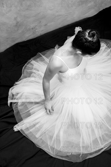 High angle ballerina looking down