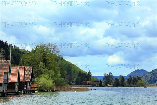 Picturesque landscape at the Großer Alpsee with mountains