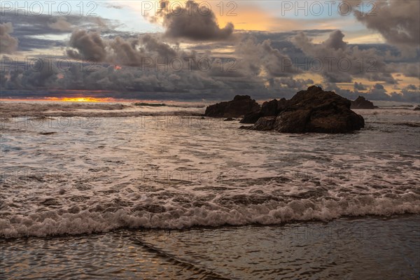 Sunset on sandy beach