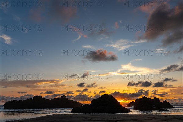 Sunset on sandy beach