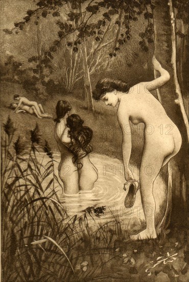 Sex outdoors by a pond