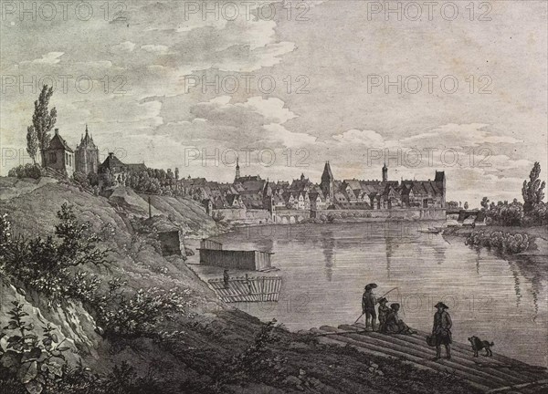 Die Donau bei der Stadt Ulm um1826