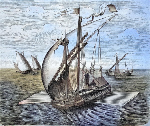 Ein venezianisches Galeerensegelschiff