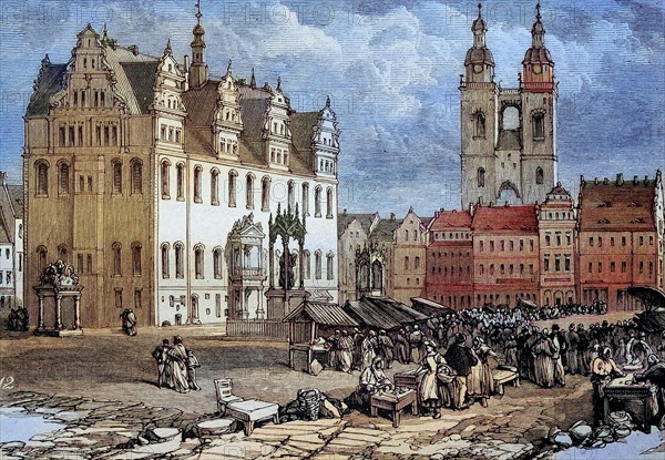 Markt auf dem Marktplatz in Wittenberg